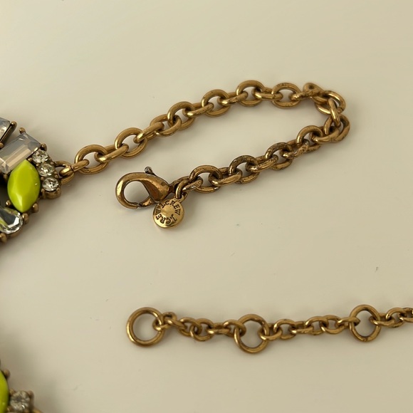 J Crew Rhinestone Statement Necklace Gold Black Vibrant Yellow - Picture 3 of 4
